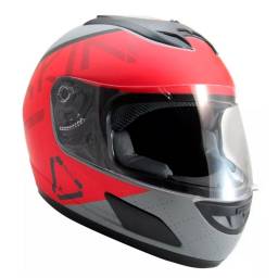 PMX Casco de Moto Integral SKIN RojoGris Mate Talle M