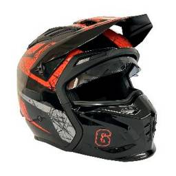 RUSH Casco Moto Integral Modular 163 Black Red Talle XL